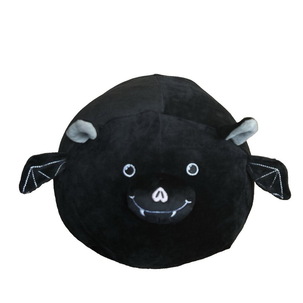Linzy Toys Bat Pig Plush Pillow Stuffed Animal Halloween Black 14"